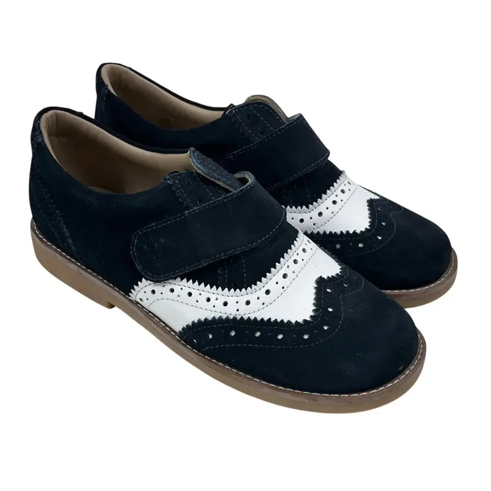 NEW Elephantito Jamie Navy/White Suede Oxford Wingtip Shoes Size 3
